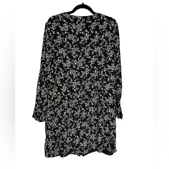 Garnet Hill Women's Sz 18 Lined Black & White Print Dress Drop Waist And Pockets - Picture 4 of 6